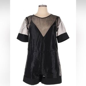 Vivian Chan Designer Two Piece Organza Sheer Overlay Black Sarah Romper